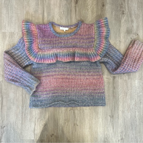 LoveShackFancy‎ Yumi Alpaca Wool Blend Sweater in Rainbow - Picture 6 of 10